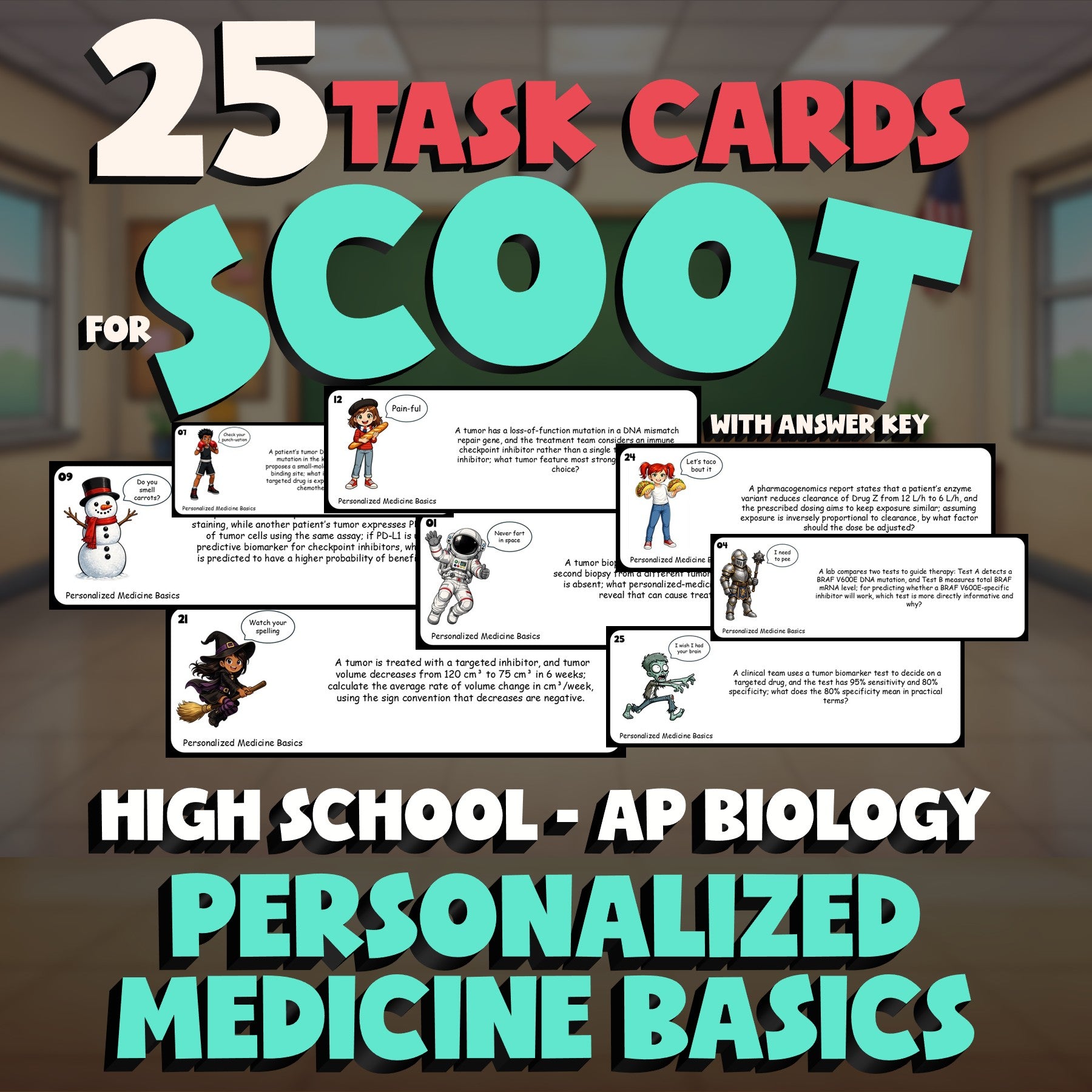 Personalized Medicine Basics SCOOT TASK CARDS Science Game - No Prep AP Biology