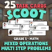 Mixed Operations Multi Step Problems SCOOT TASK CARDS Math Game - Grade 5