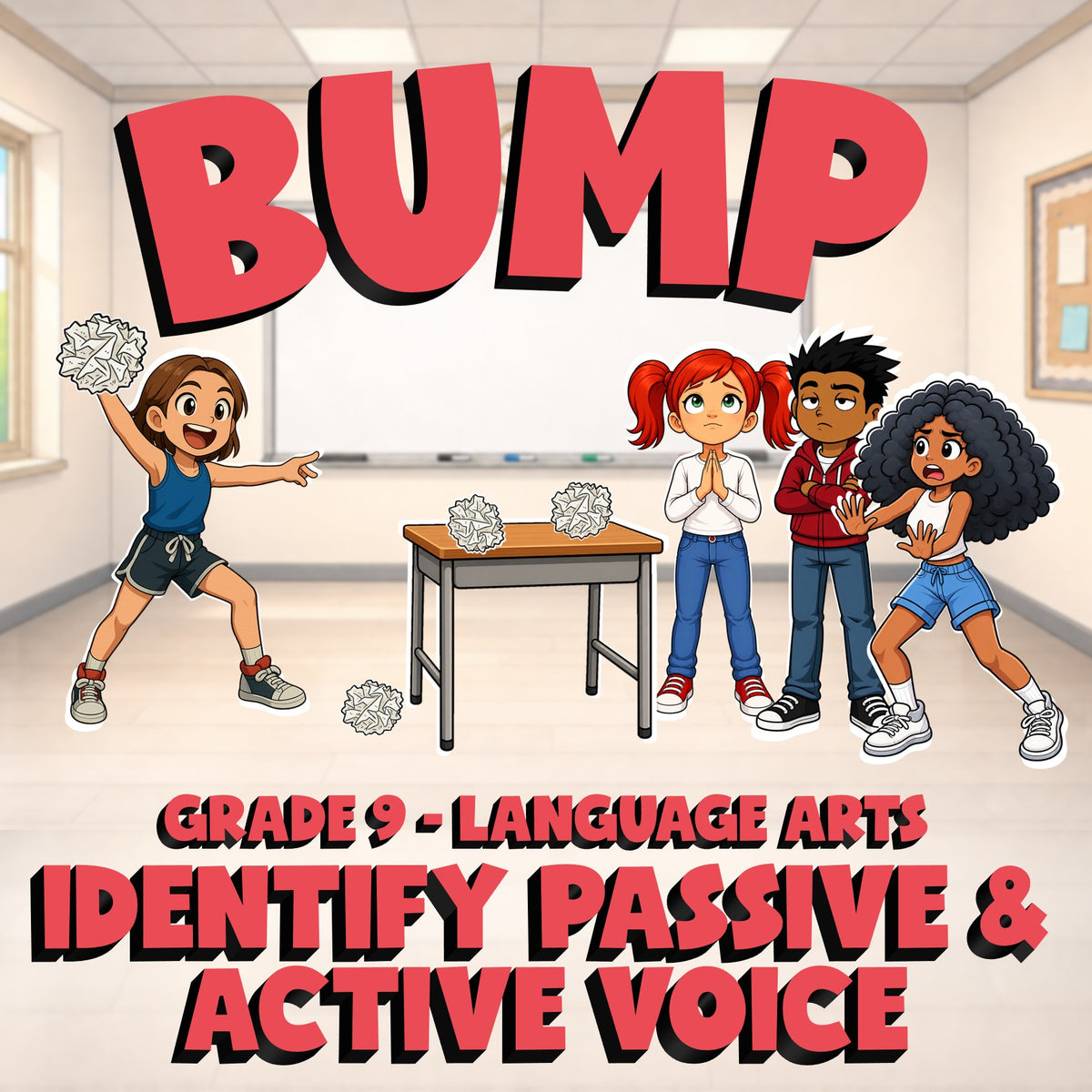Identify Passive & Active Voice BUMP ELA Game - No Prep Grade 9 Review Activity