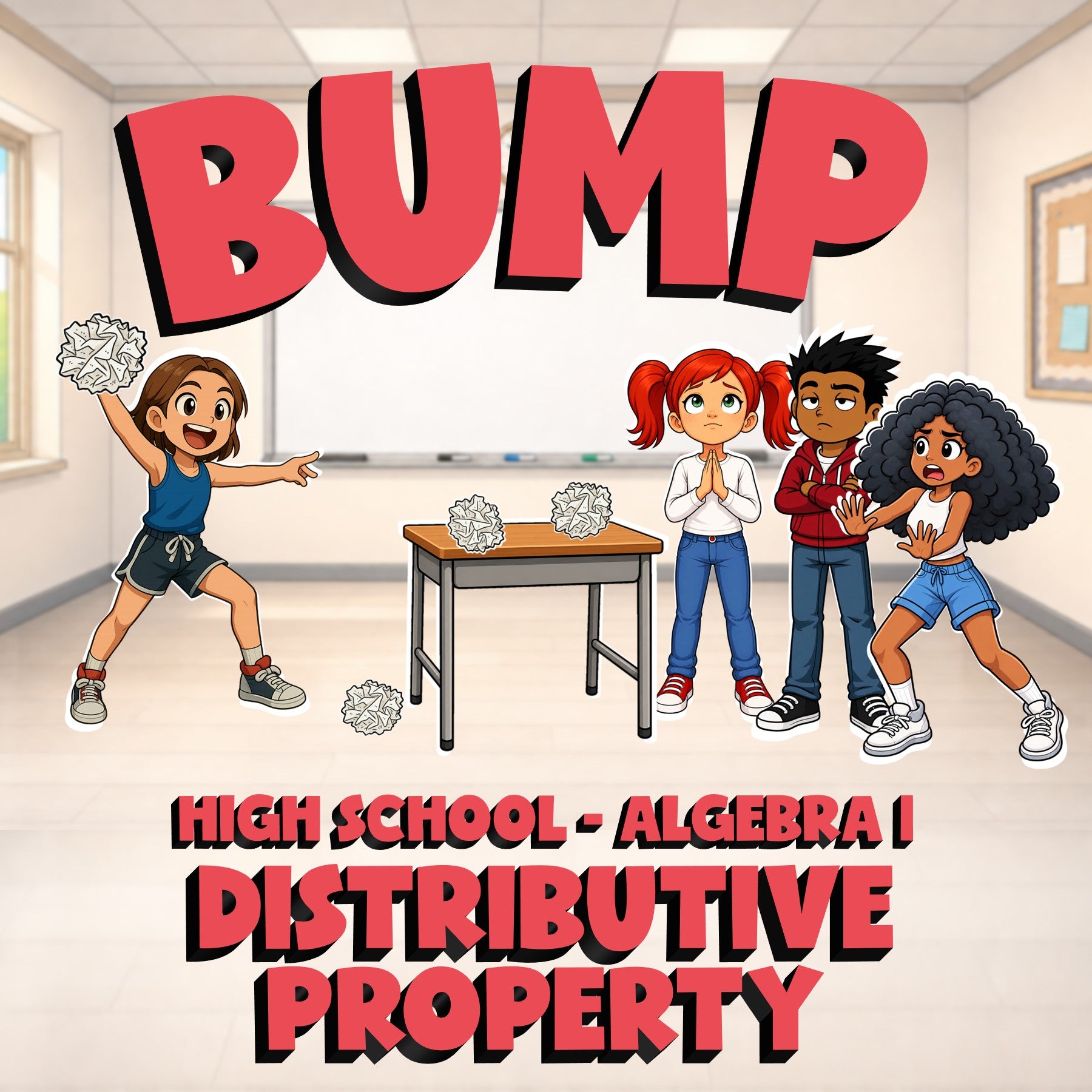 Distributive Property BUMP Math Game - No Prep Algebra 1 Review Activity