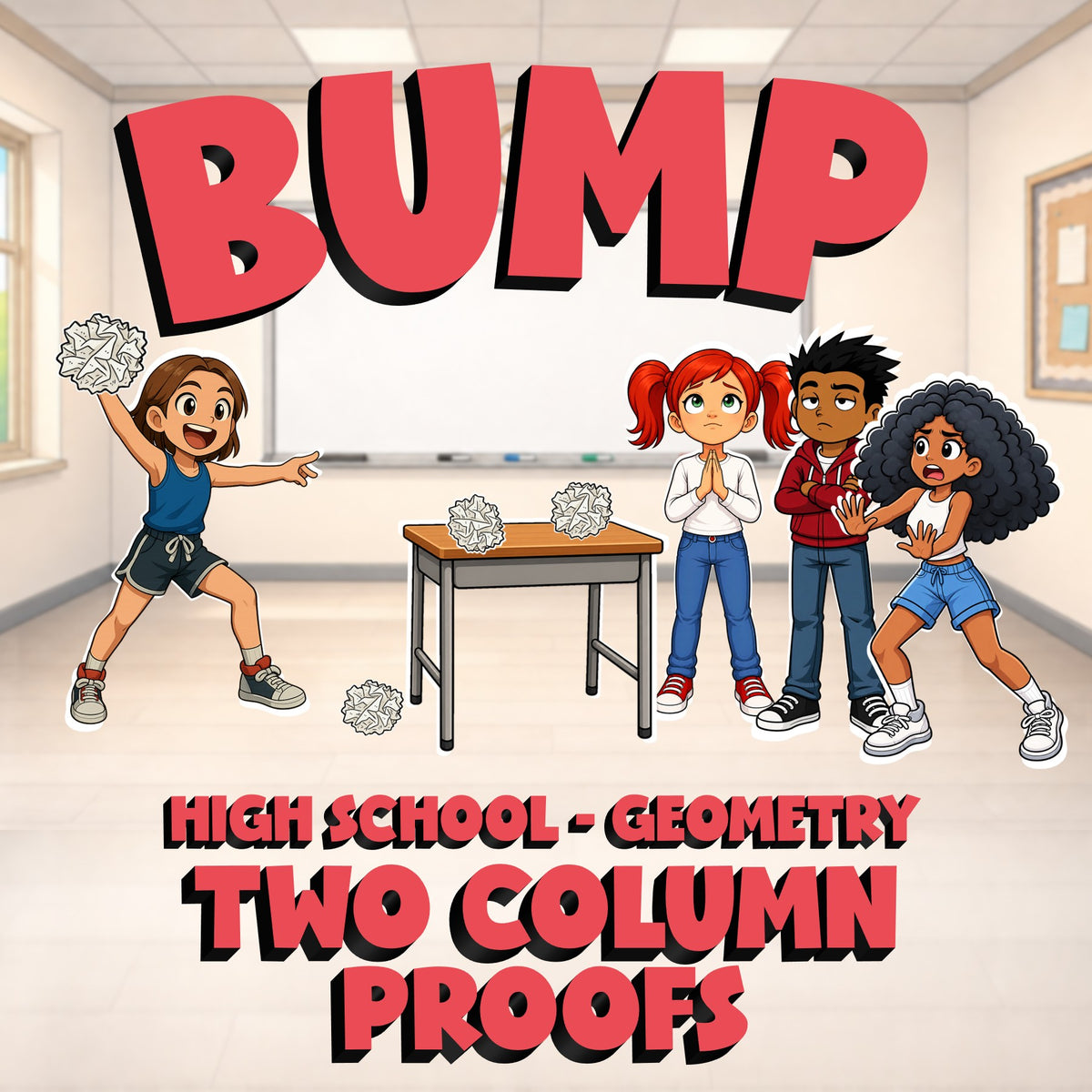 Two Column Proofs BUMP Math Game - No Prep Geometry Review Activity