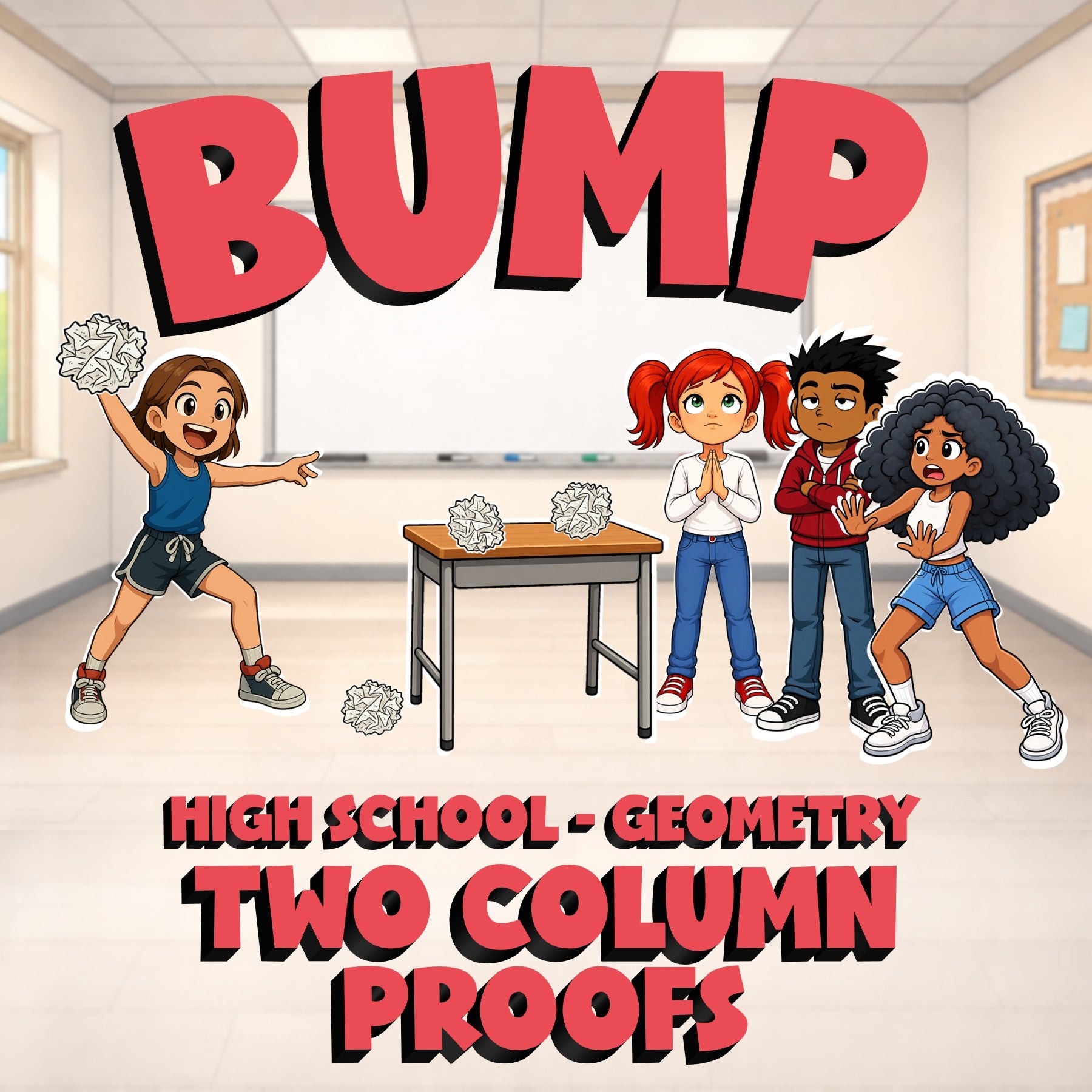 Two Column Proofs BUMP Math Game - No Prep Geometry Review Activity