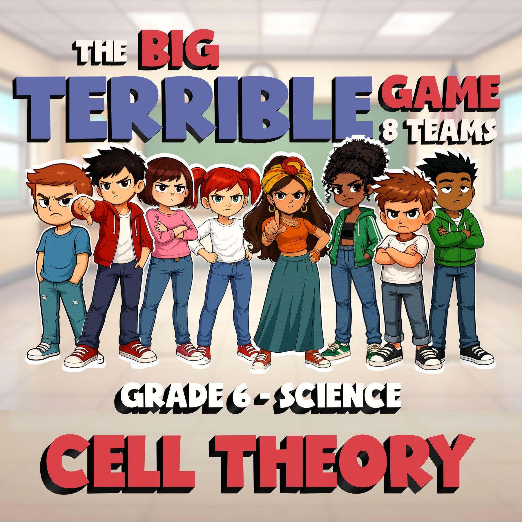 Cell Theory BIG TERRIBLE GAME - No Prep Grade 6 Science Review Activity