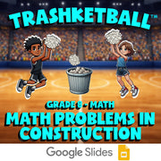 Math Problems in Construction TRASHKETBALL Math Game - No Prep Grade 8 Review