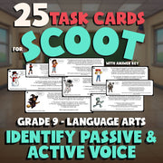 Identify Passive & Active Voice SCOOT TASK CARDS ELA Game - No Prep Grade 9