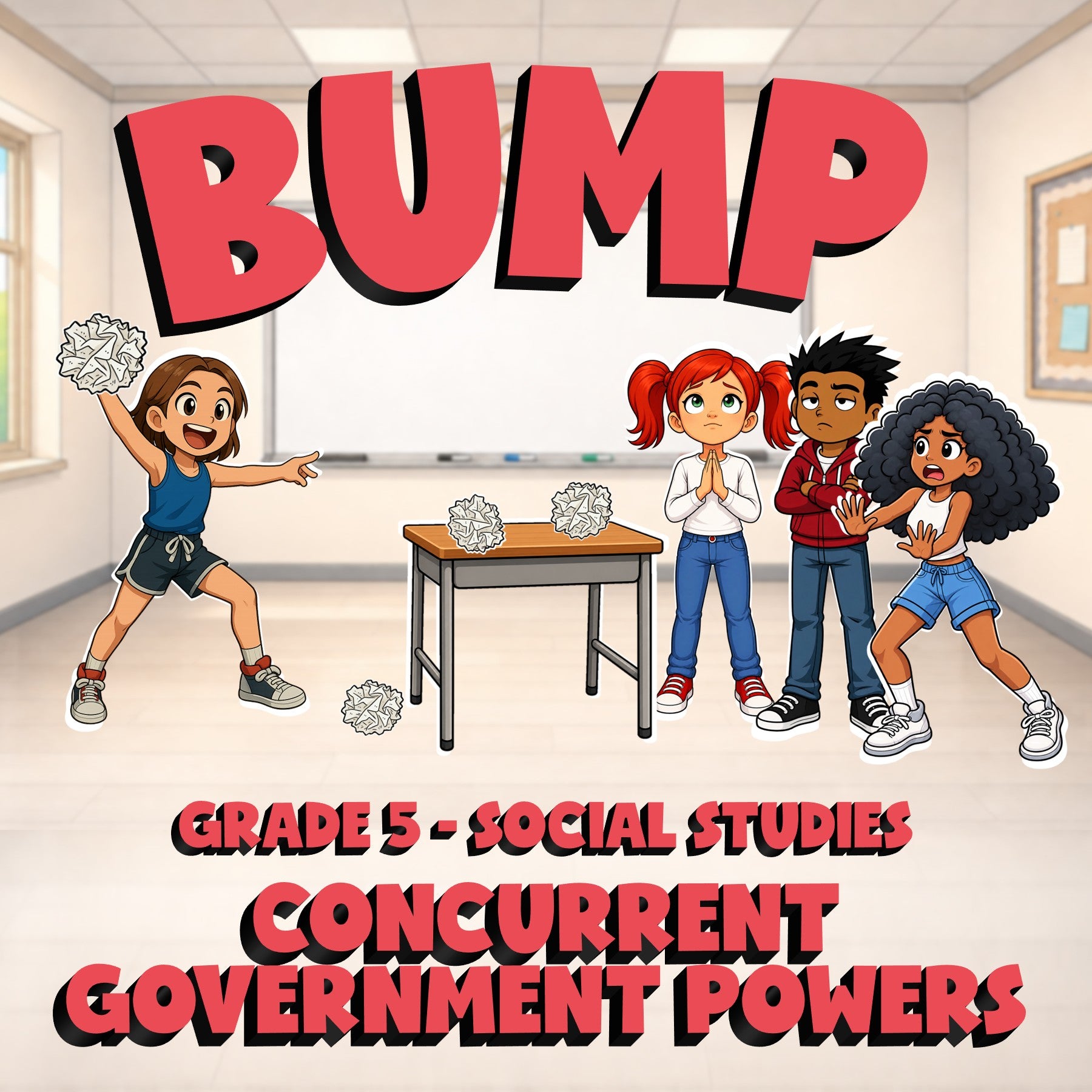 Concurrent Government Powers BUMP Socials Game - No Prep Grade 5 Review Activity