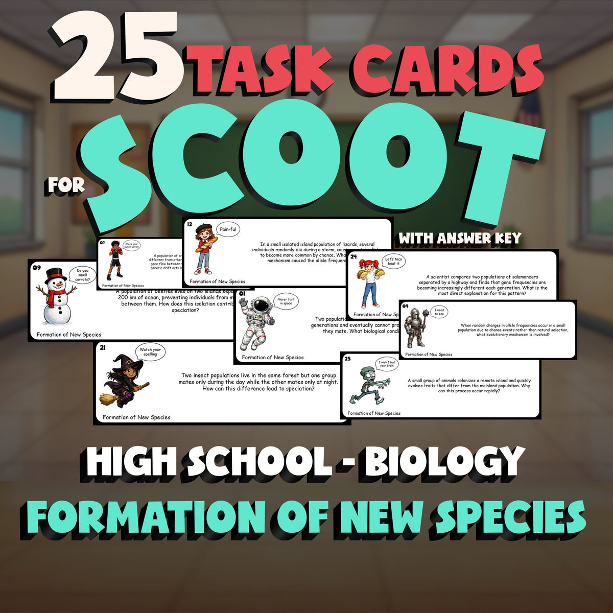 Formation of New Species SCOOT TASK CARDS Science Game - No Prep Biology Review