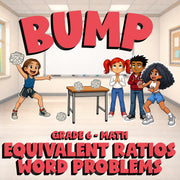 Equivalent Ratios Word Problems BUMP Math Game - No Prep Grade 6 Review Activity