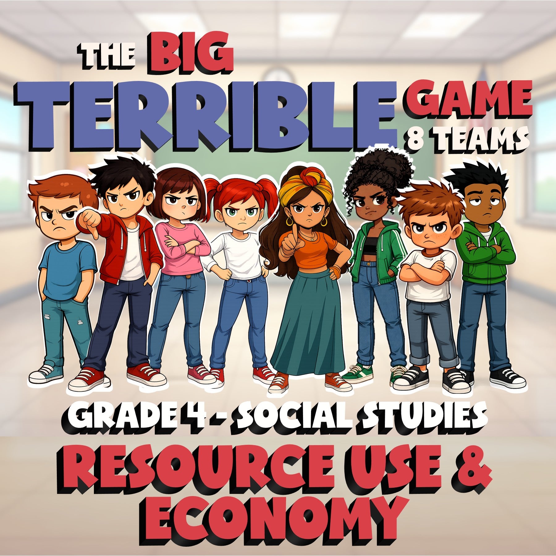 Resource Use & Economy BIG TERRIBLE GAME - No Prep Grade 4 Socials Review