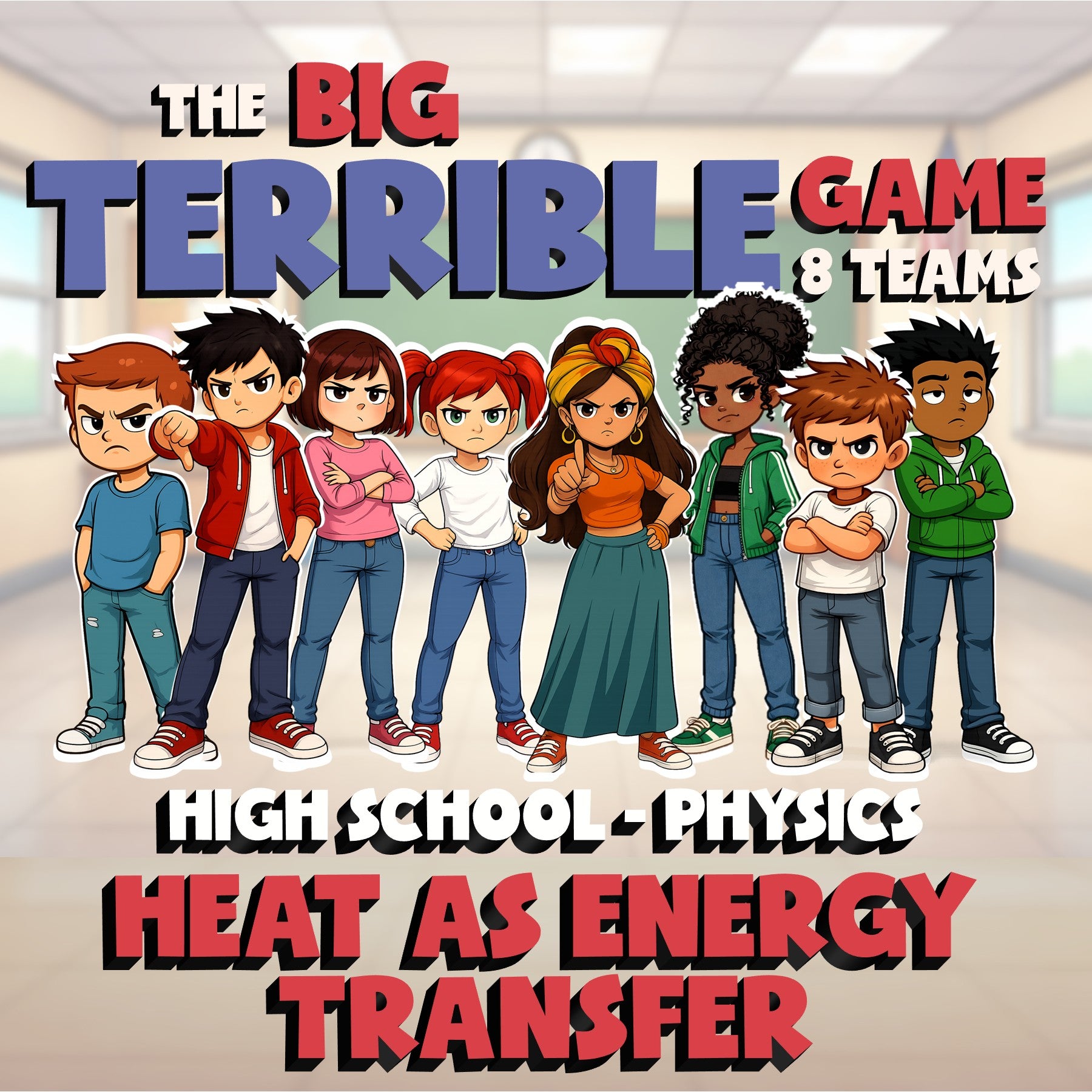 Heat as Energy Transfer BIG TERRIBLE GAME - No Prep Physics Science Review