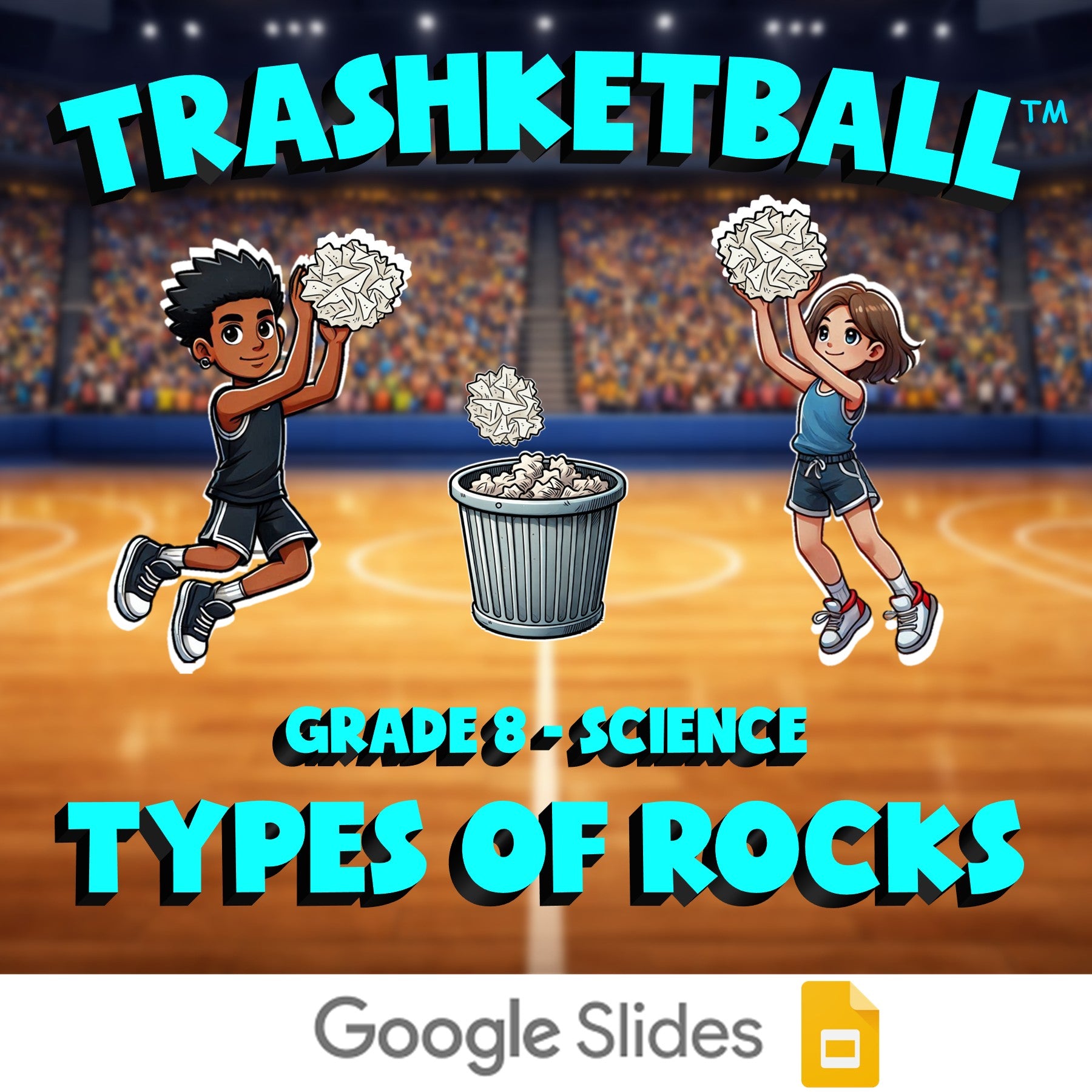 Types of Rocks TRASHKETBALL Science Game - No Prep Grade 8 Review Activity