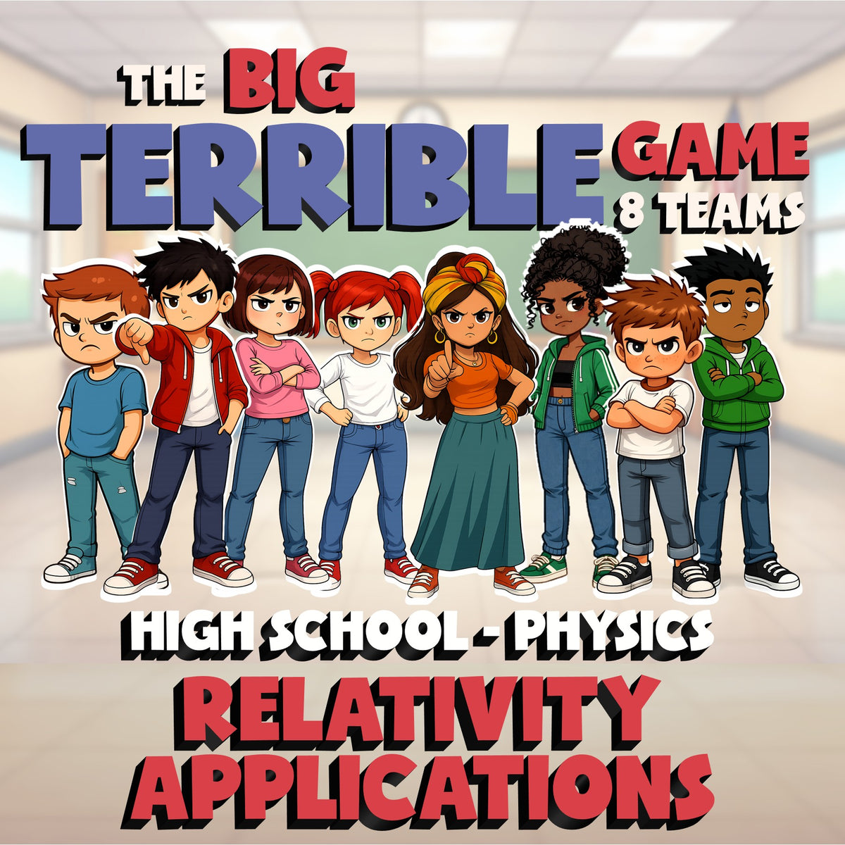 Relativity Applications BIG TERRIBLE GAME - No Prep Physics Science Review