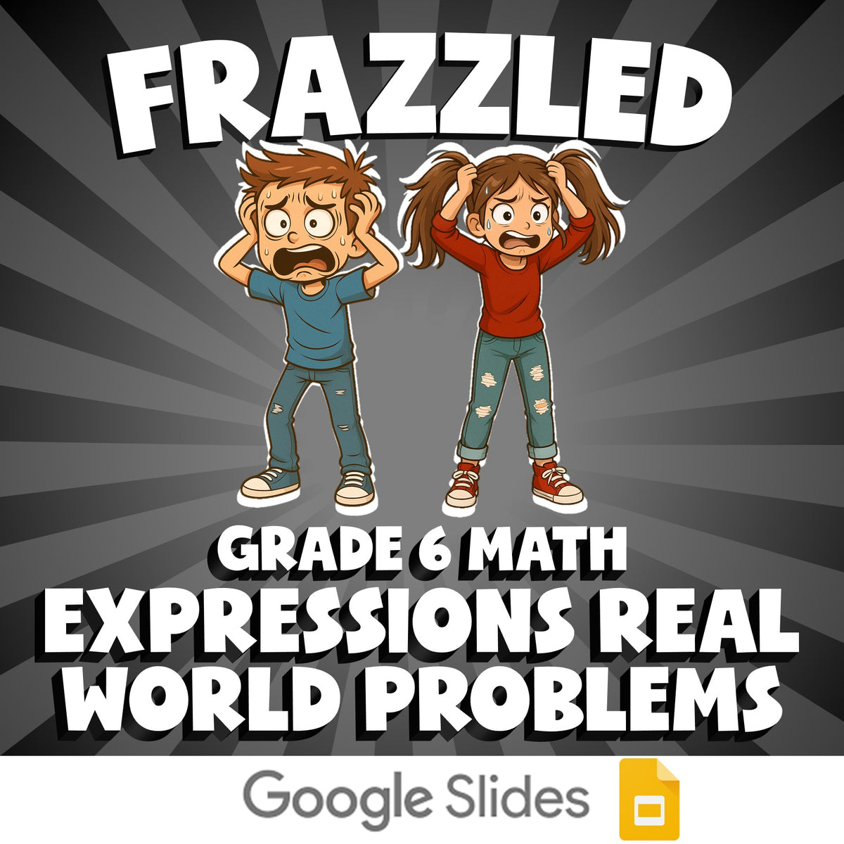 Expressions Real World Problems FRAZZLED Math Game - No Prep Grade 6 Review