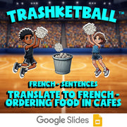Translate to French - Ordering Food in Cafés TRASHKETBALL French Game - No Prep