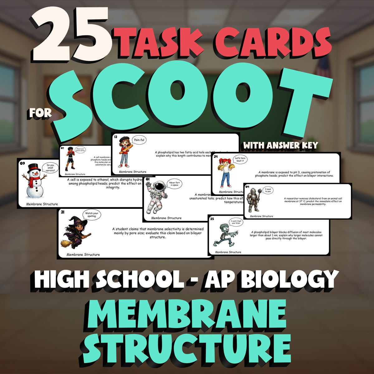 Membrane Structure SCOOT TASK CARDS Science Game - No Prep AP Biology Review