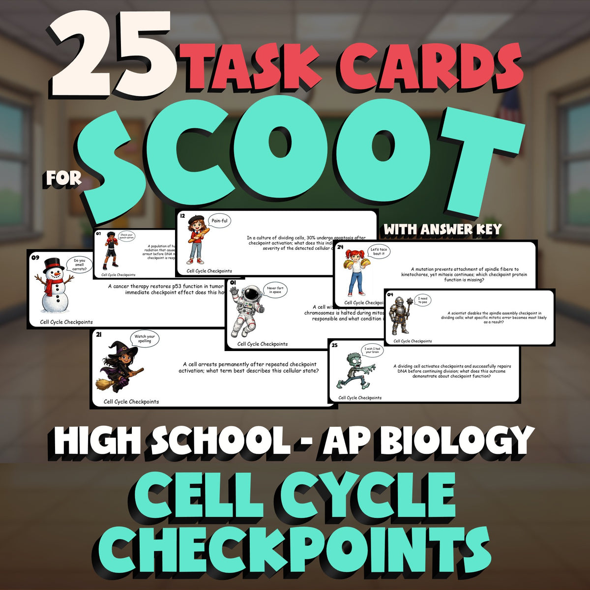 Cell Cycle Checkpoints SCOOT TASK CARDS Science Game - No Prep AP Biology Review