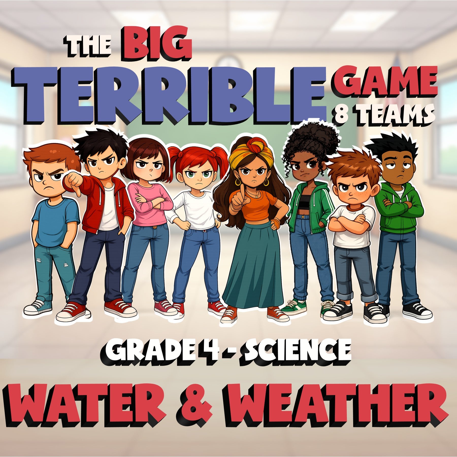 Water & Weather BIG TERRIBLE GAME - No Prep Grade 4 Science Review Activity