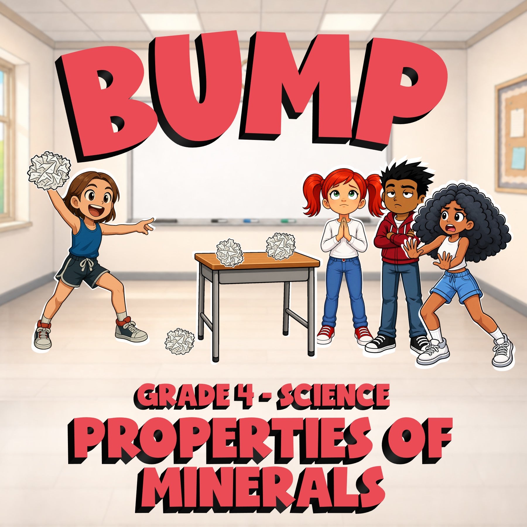 Properties of Minerals BUMP Science Game - No Prep Grade 4 Review Activity