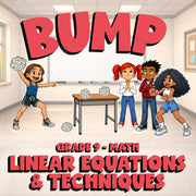 Linear Equations & Techniques BUMP Math Game - No Prep Grade 9 Review Activity