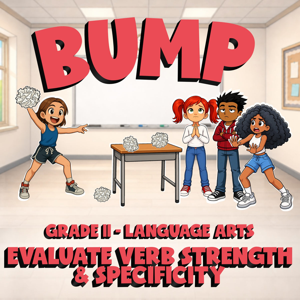 Evaluate Verb Strength & Specificity BUMP ELA Game - No Prep Grade 11 Review