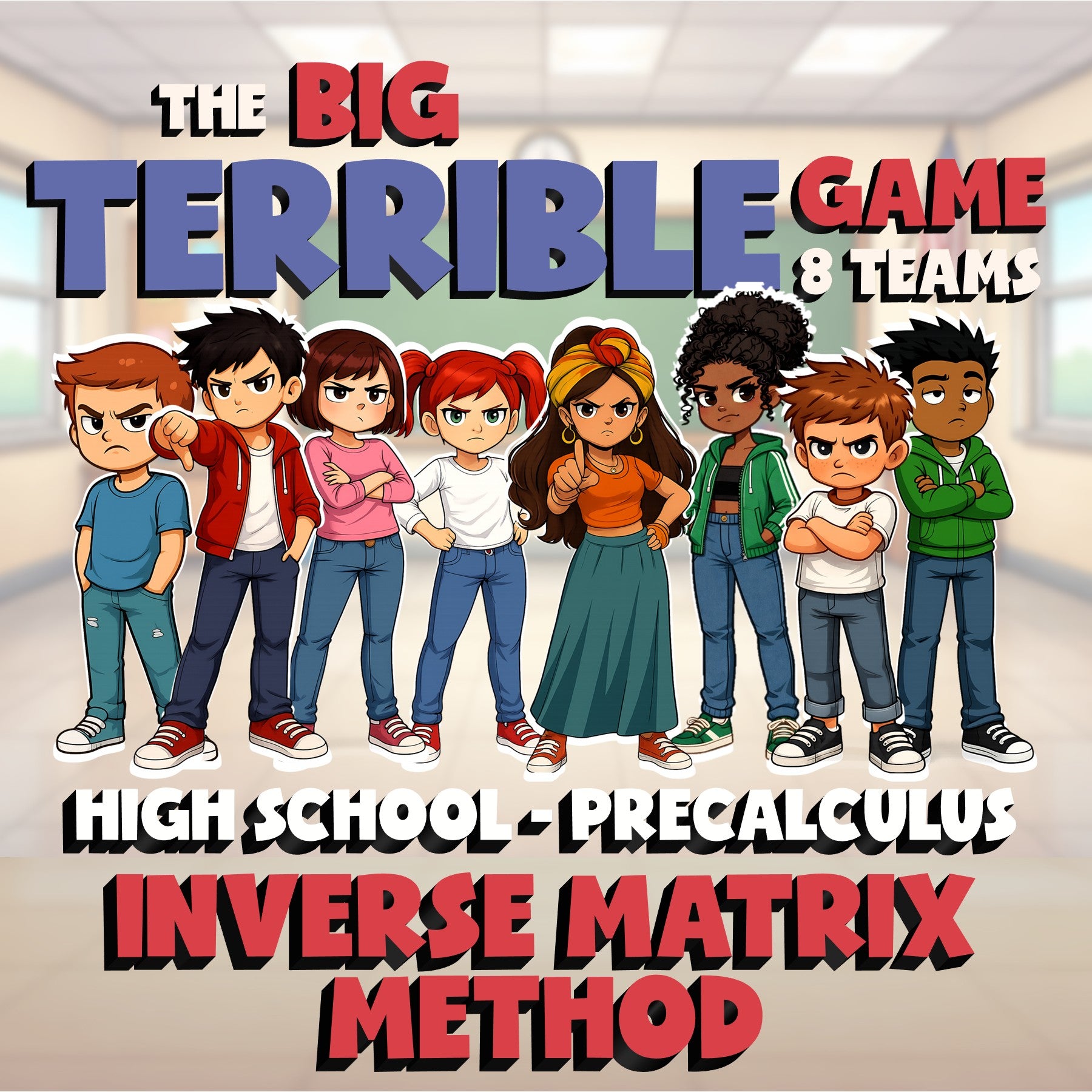 Inverse Matrix Method BIG TERRIBLE GAME - No Prep PreCalculus Math Review