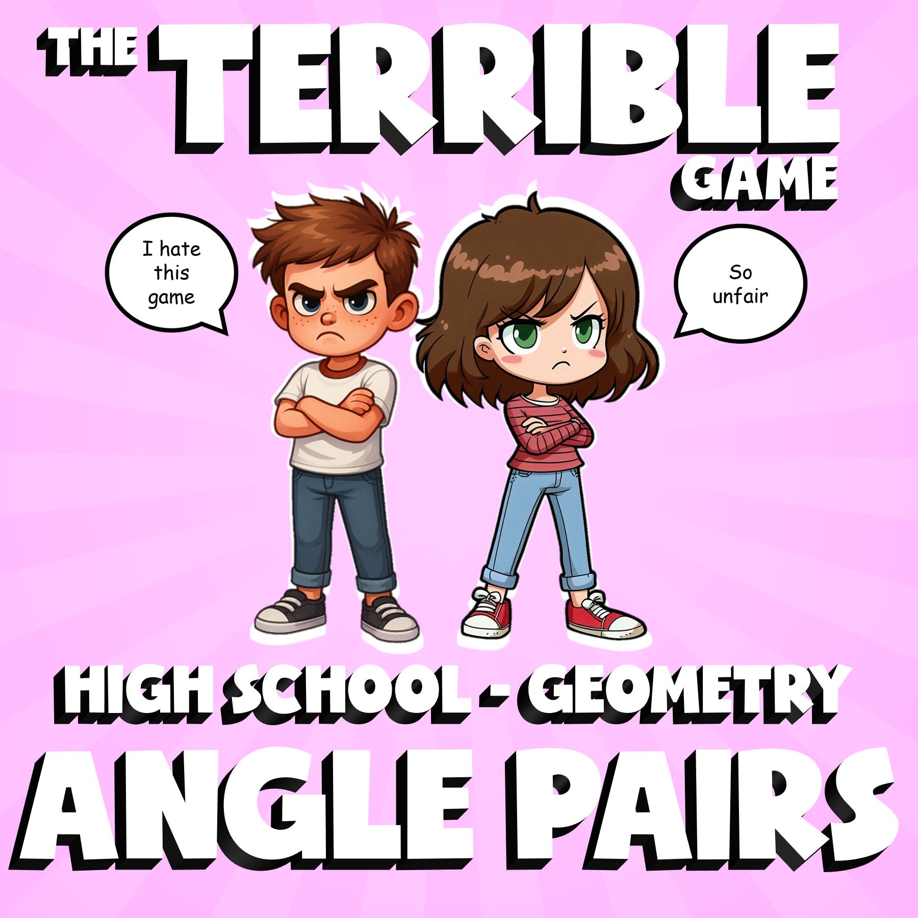 Angle Pairs THE TERRIBLE GAME - No Prep Geometry Math Review Activity