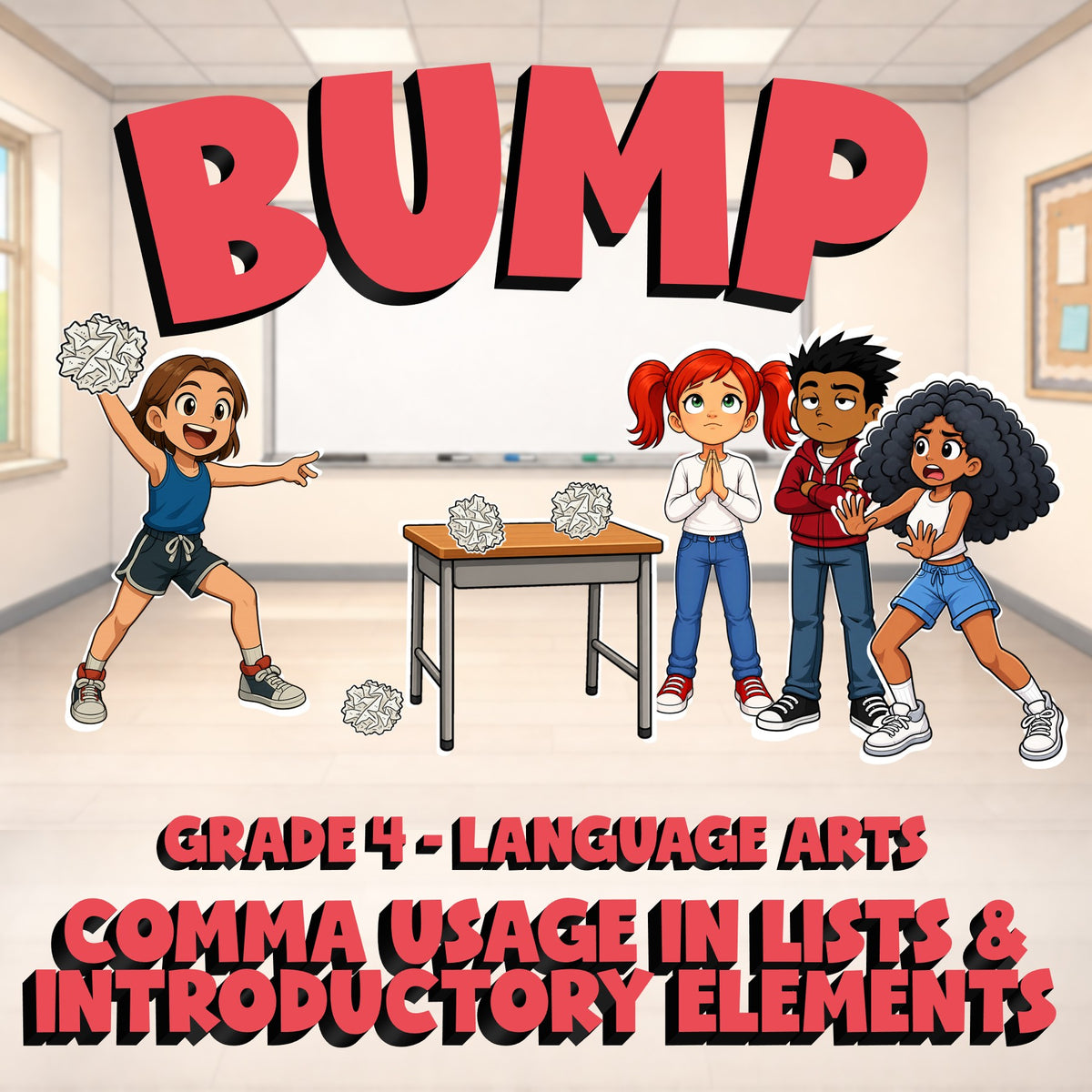 Comma Usage in Lists & Introductory Elements BUMP ELA Game - No Prep Grade 4