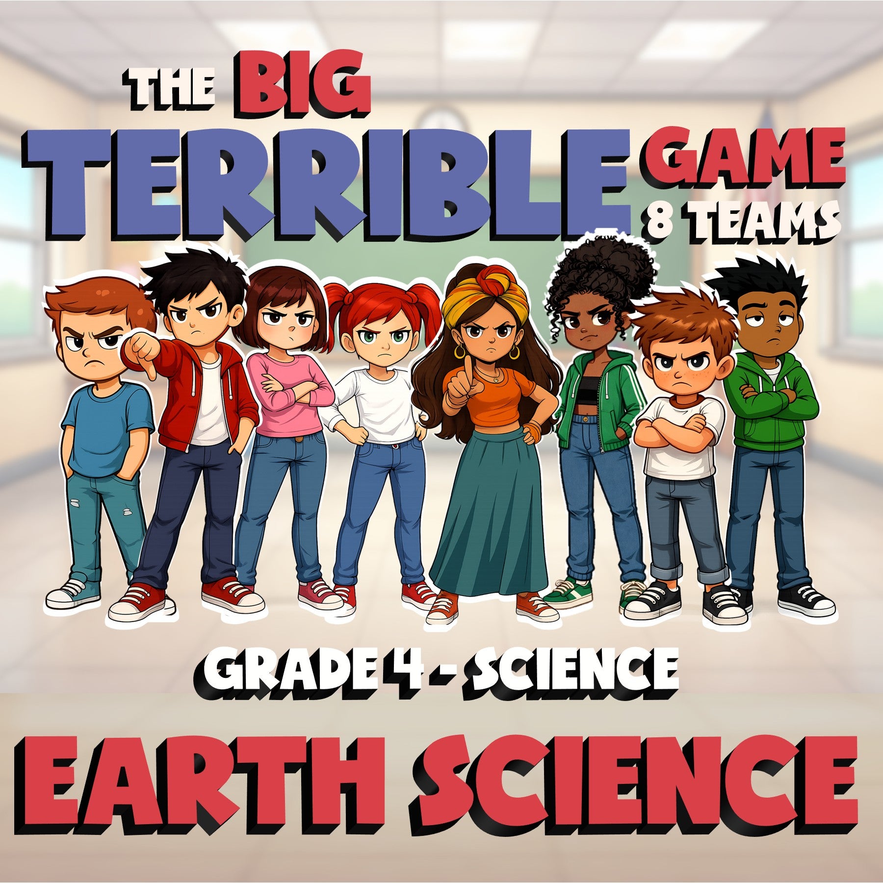 Earth Science BIG TERRIBLE GAME - No Prep Grade 4 Science Review Activity