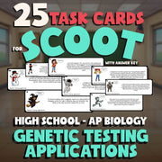 Genetic Testing Applications SCOOT TASK CARDS Science Game - No Prep AP Biology