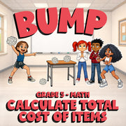 Calculate Total Cost of Items BUMP Math Game - No Prep Grade 5 Review Activity