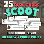 Ideology & Public Policy SCOOT TASK CARDS Civics Game - No Prep Review Activity