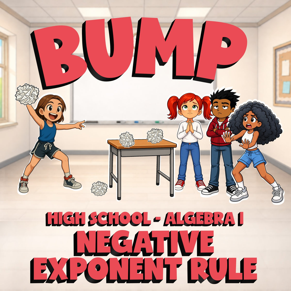Negative Exponent Rule BUMP Math Game - No Prep Algebra 1 Review Activity