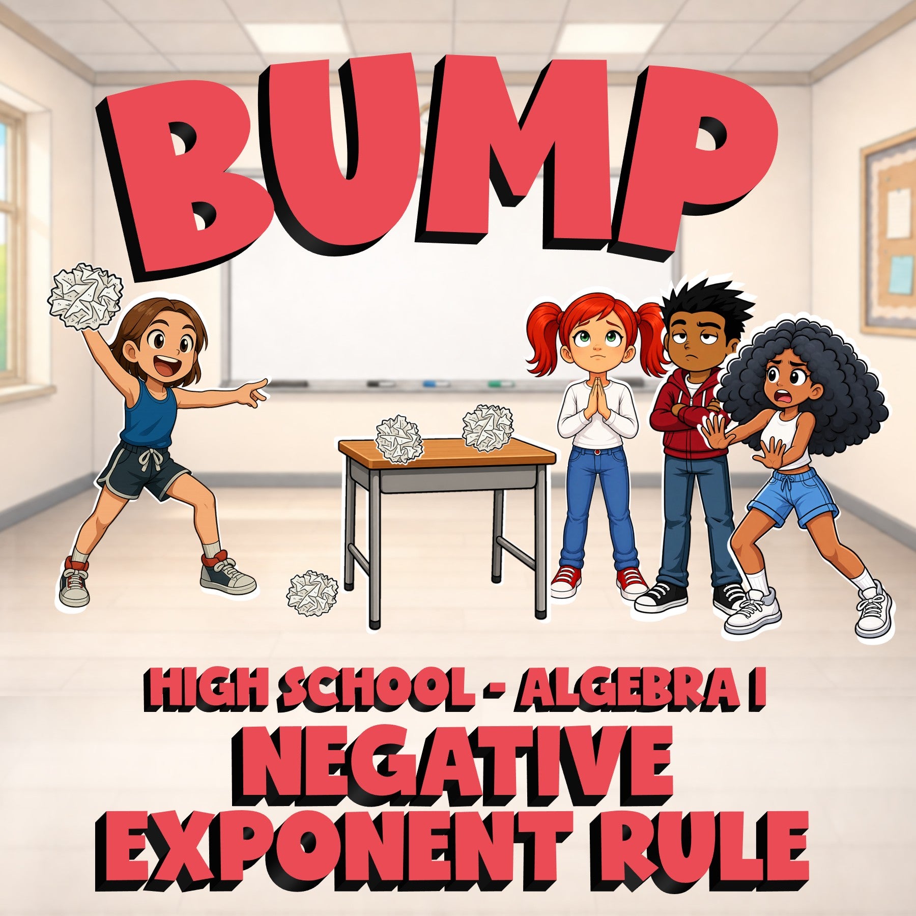 Negative Exponent Rule BUMP Math Game - No Prep Algebra 1 Review Activity