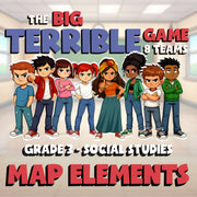Map Elements BIG TERRIBLE GAME - No Prep Grade 3 Socials Review Activity