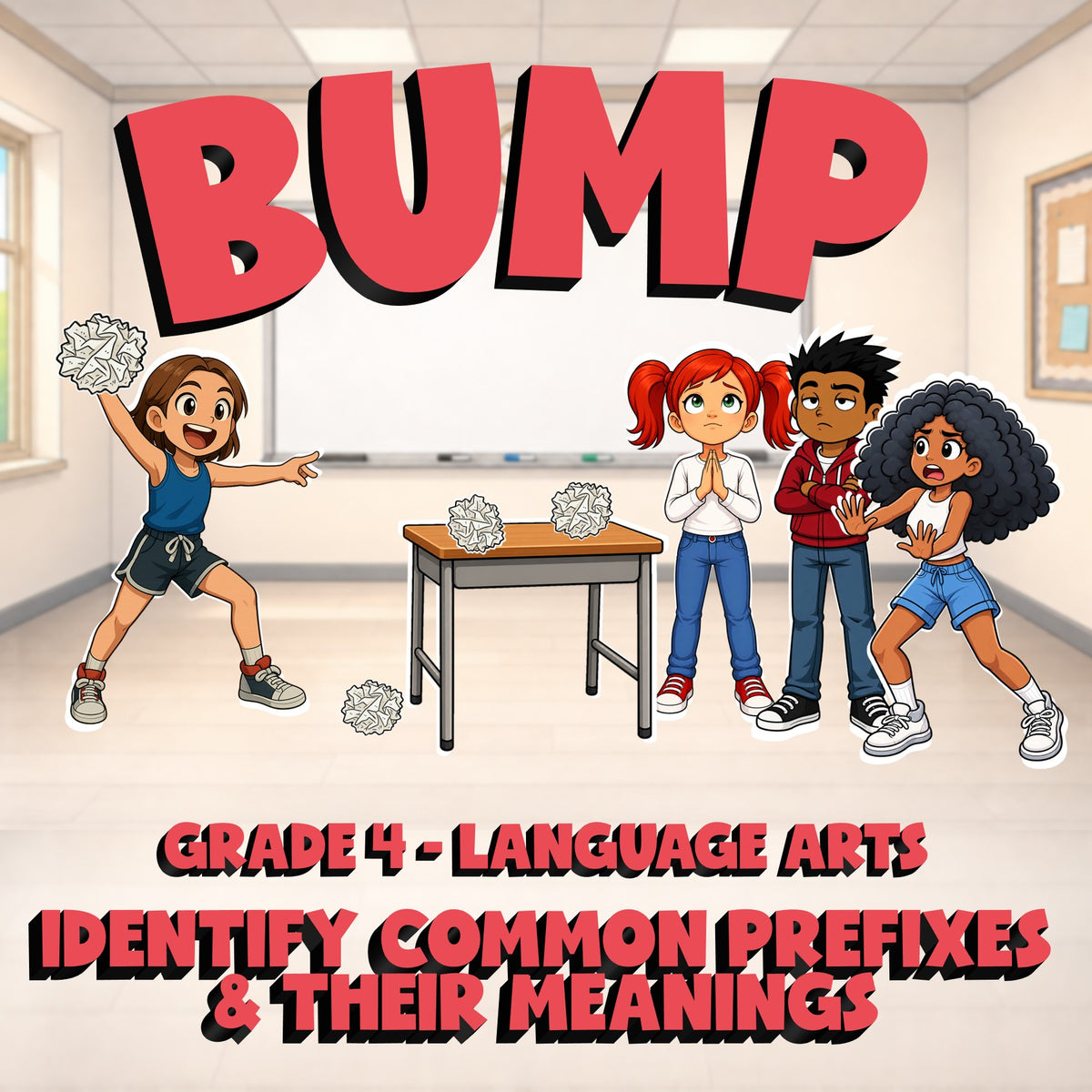 Identify Common Prefixes & Their Meanings BUMP ELA Game - No Prep Grade 4 Review