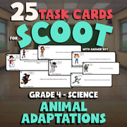 Animal Adaptations SCOOT TASK CARDS Science Game - No Prep Grade 4 Review