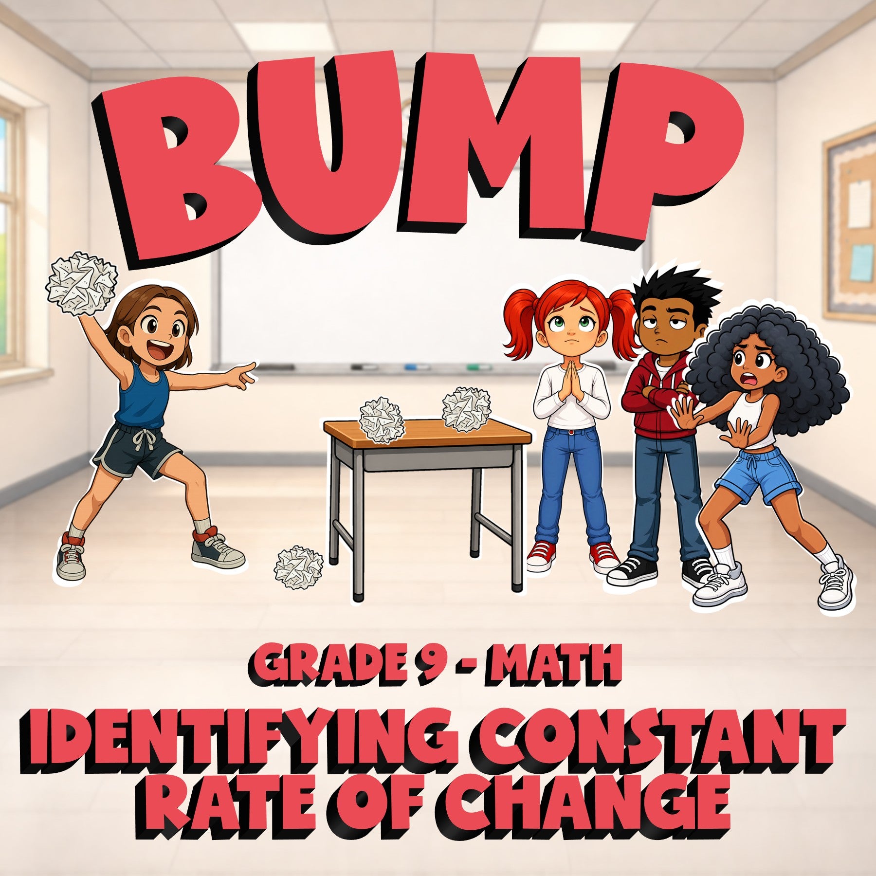 Identifying Constant Rate of Change BUMP Math Game - No Prep Grade 9 Review