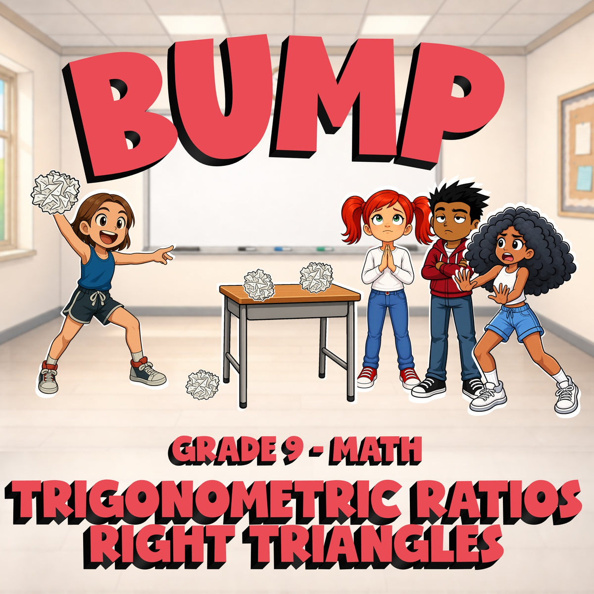 Trigonometric Ratios Right Triangles BUMP Math Game - No Prep Grade 9 Review