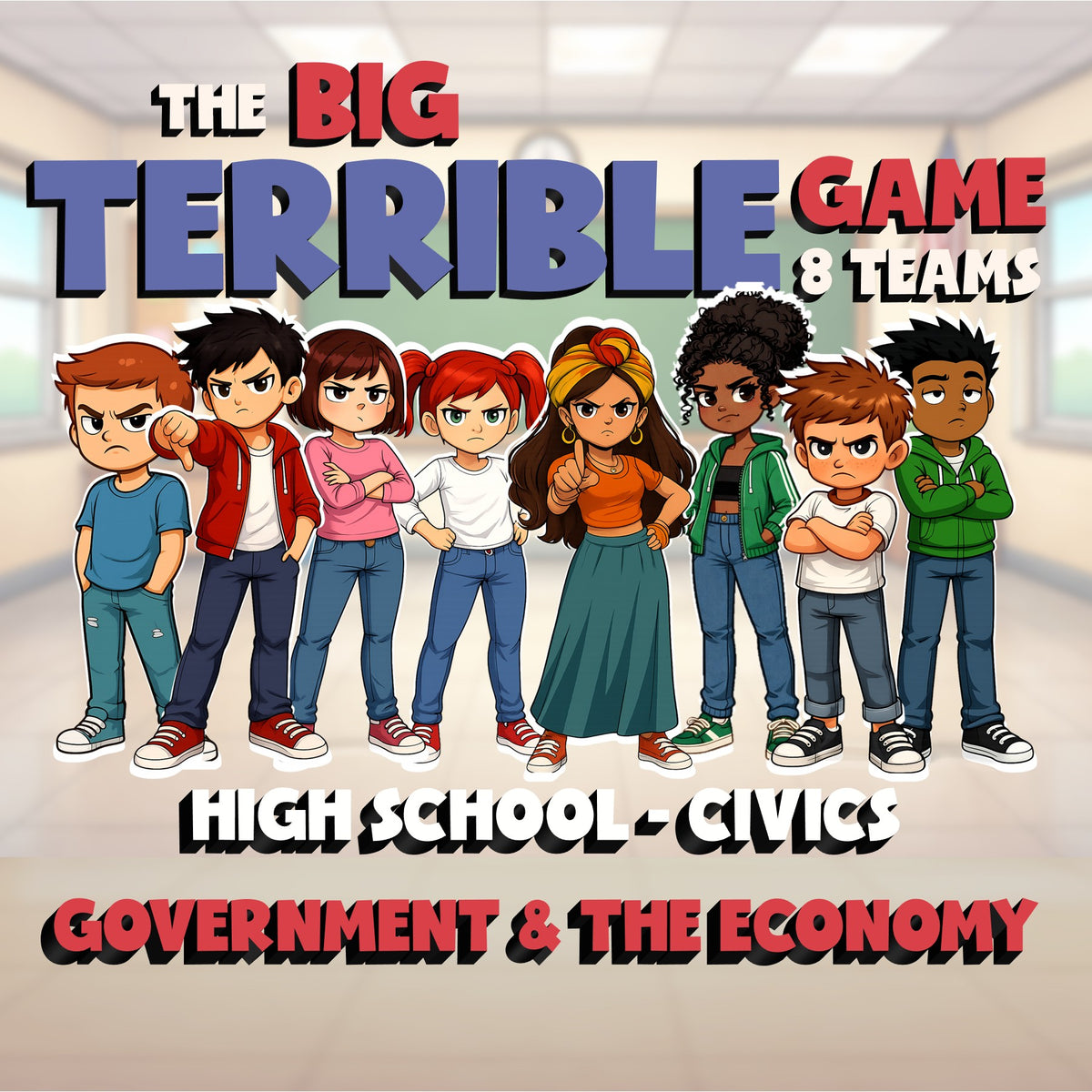 Government & the Economy BIG TERRIBLE GAME - No Prep Civics Review Activity