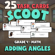 Adding Angles SCOOT TASK CARDS Math Game - No Prep Grade 4 Review Activity