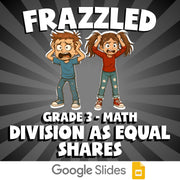Division as Equal Shares FRAZZLED Math Game - No Prep Grade 3 Review Activity