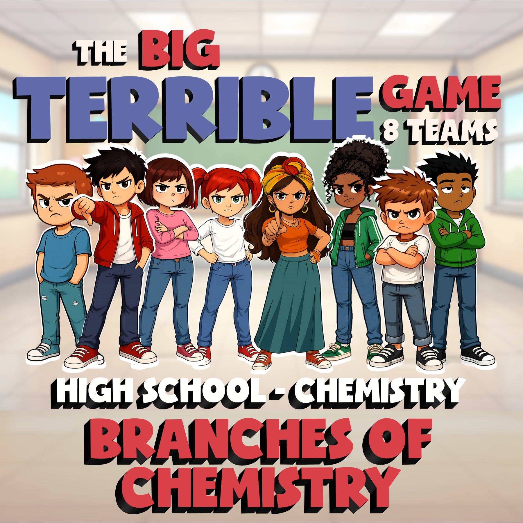 Branches of Chemistry BIG TERRIBLE GAME - No Prep Chemistry Science Review