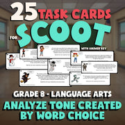 Analyze Tone Created by Word Choice SCOOT TASK CARDS ELA Game - No Prep Grade 8
