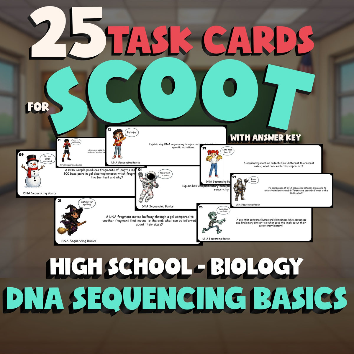 DNA Sequencing Basics SCOOT TASK CARDS Science Game - No Prep Biology Review