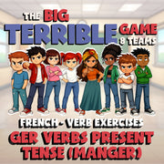 GER Verbs Present Tense (Manger) BIG TERRIBLE GAME - No Prep French Exercise