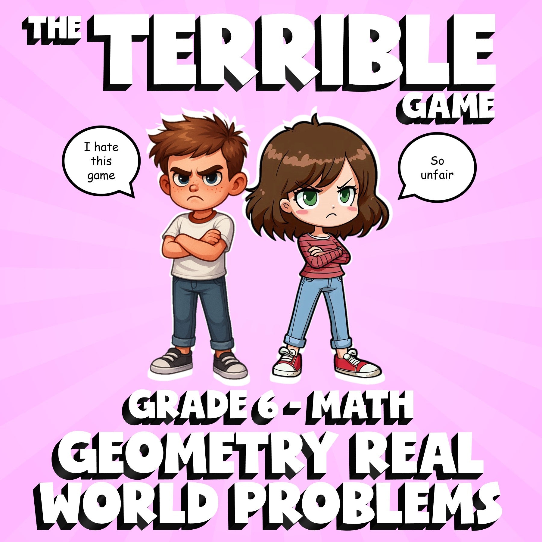 Geometry Real World Problems THE TERRIBLE GAME - No Prep Grade 6 Math Review