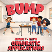 Quadratic Applications BUMP Math Game - No Prep Grade 9 Review Activity