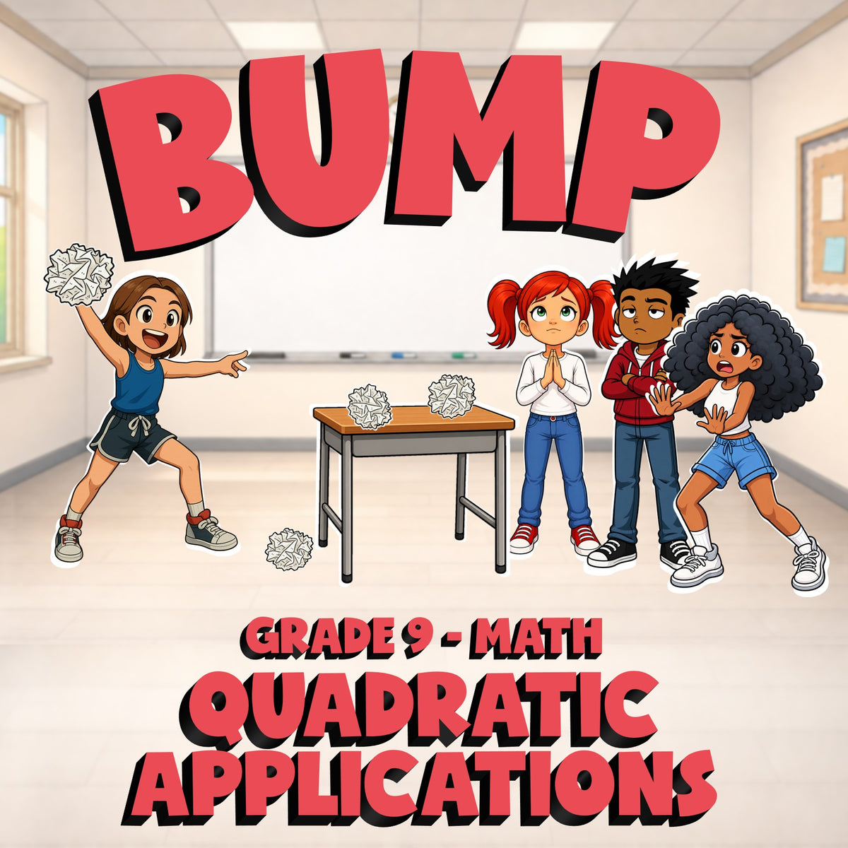 Quadratic Applications BUMP Math Game - No Prep Grade 9 Review Activity