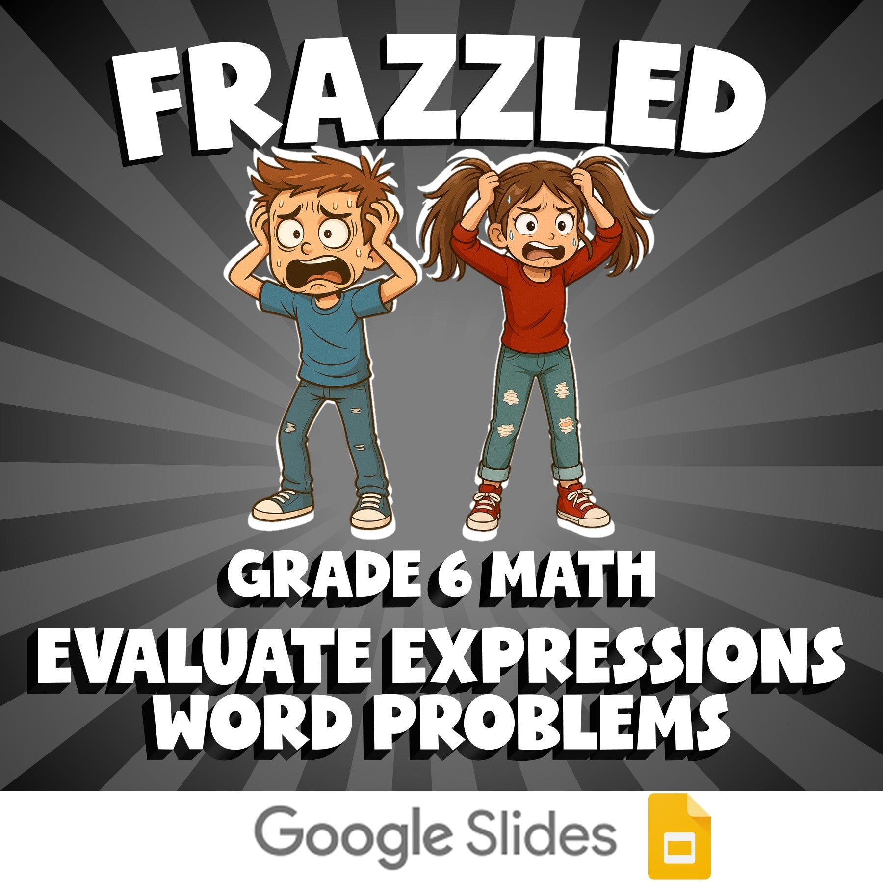 Evaluate Expressions Word Problems FRAZZLED Math Game - No Prep Grade 6 Review