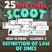 Definition of Law of Sines SCOOT TASK CARDS Math Game - No Prep Algebra 2 Review